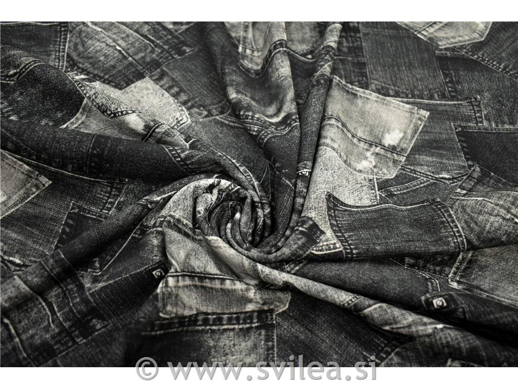 Jersey digital - jeans žepi v temno sivi barvi